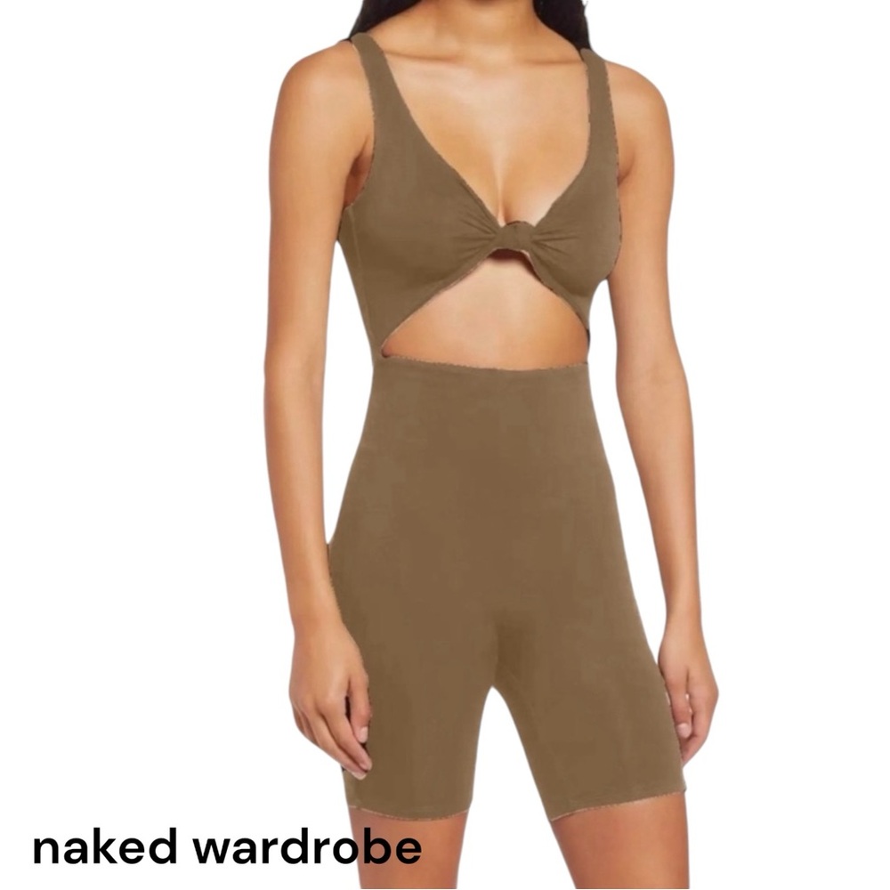 NWOT Naked Wardrobe Taupe Tan Sleeveless Soft Stretchy Romper Size S